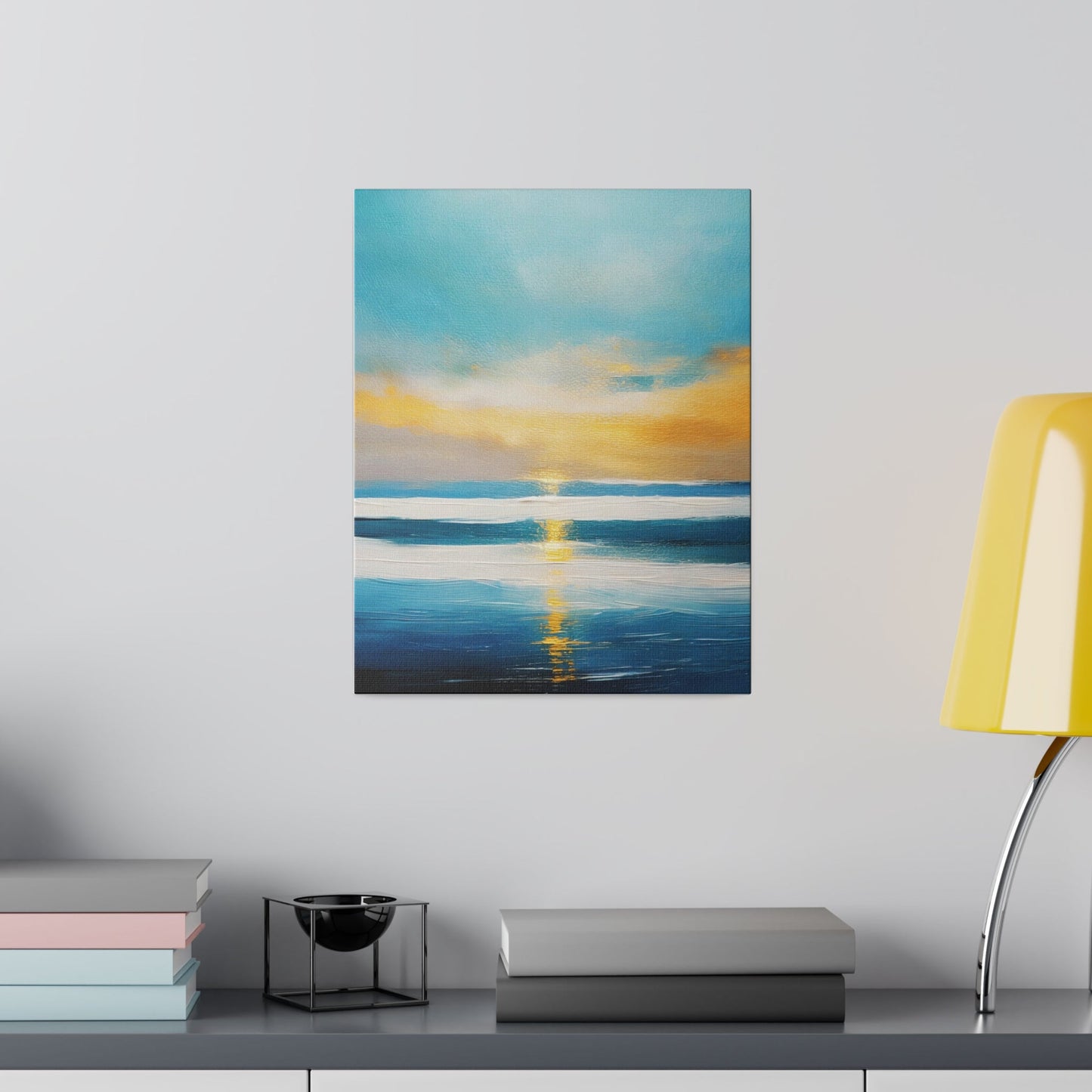 Wall Decor, Giclee Poster Art Print - Blue Ocean and Golden Sunset