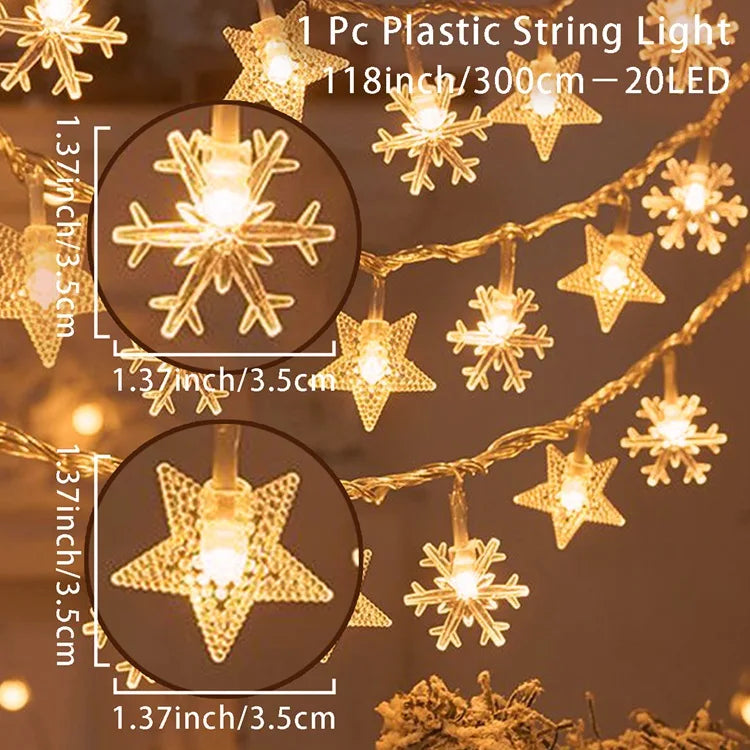 Christmas Tree Snowflake LED String Lights Banner Christmas Decoration 2023 for Home Navidad Xmas Tree Decor Fairy Light Pendant