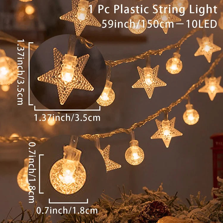 Christmas Tree Snowflake LED String Lights Banner Christmas Decoration 2023 for Home Navidad Xmas Tree Decor Fairy Light Pendant
