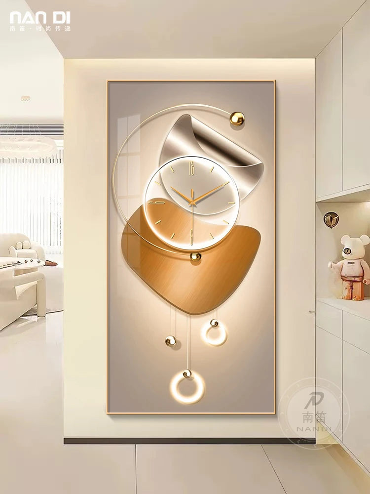 Modern simple porch decorative painting clock wall clock new corridor corridor hanging painting living room clock hanging wall