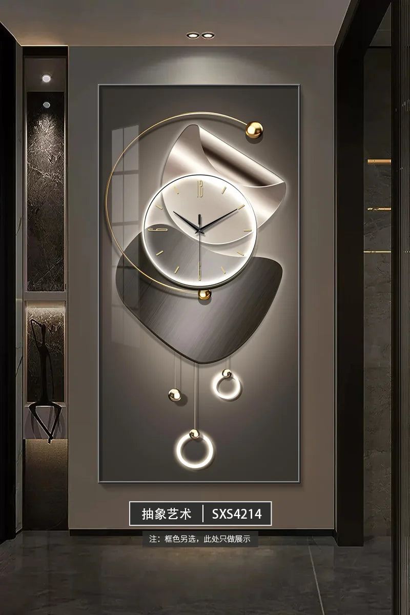 Modern simple porch decorative painting clock wall clock new corridor corridor hanging painting living room clock hanging wall