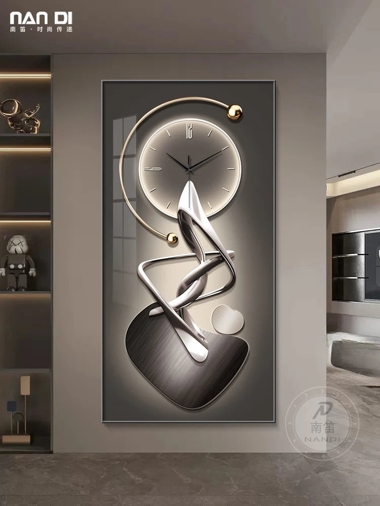 Modern simple porch decorative painting clock wall clock new corridor corridor hanging painting living room clock hanging wall
