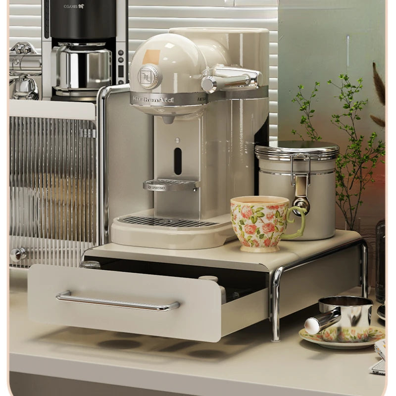 Capsule Coffee Display Rack Storage Drawer and Bar Table Top Organizer Tea Bag Storage Box Coffee Machine Base Drawer