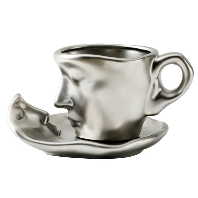 Hot Sale Abstract Art Design Human Face Mugs and Saucers Fashion Creative Ceramic Cup for Gift Office Home Mugs Coffee Cups