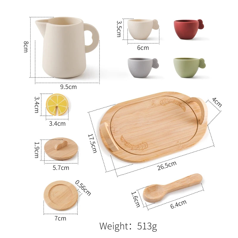 Kids Wooden Montessori Toy Set Children Coffee Machine Kitchen Toys Children Cosplay Play House Educational Toys Block Baby Gift