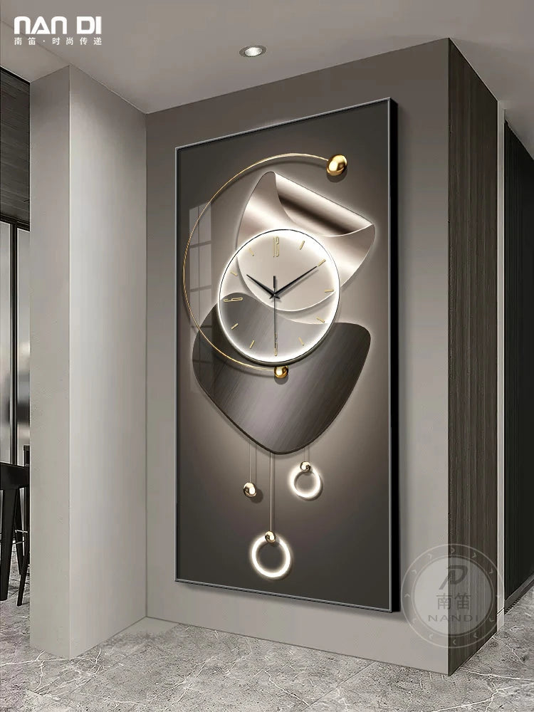 Modern simple porch decorative painting clock wall clock new corridor corridor hanging painting living room clock hanging wall