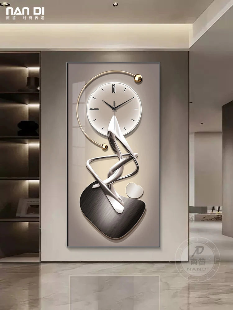 Modern simple porch decorative painting clock wall clock new corridor corridor hanging painting living room clock hanging wall