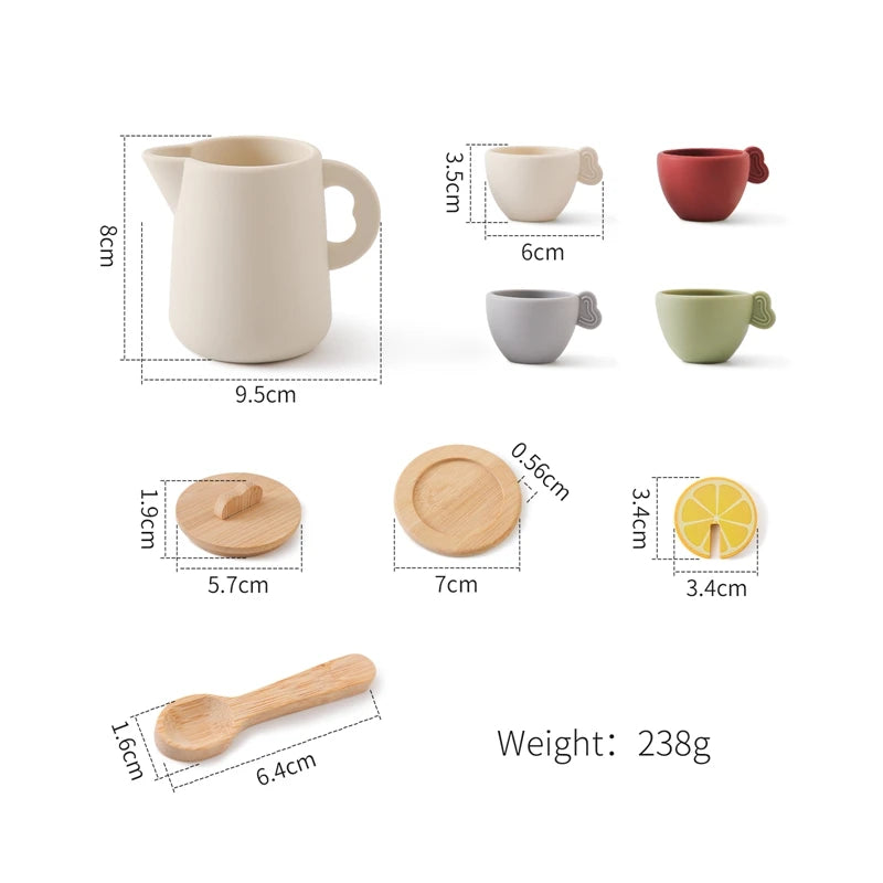 Kids Wooden Montessori Toy Set Children Coffee Machine Kitchen Toys Children Cosplay Play House Educational Toys Block Baby Gift