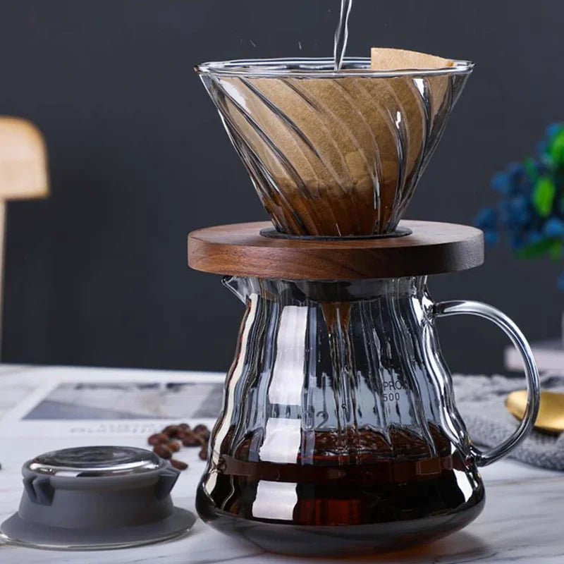 Glass Coffee Server Glass Coffee Sharing Pot Pour Over Coffee Maker Coffee Pot A Water Level Display Mark 600ml