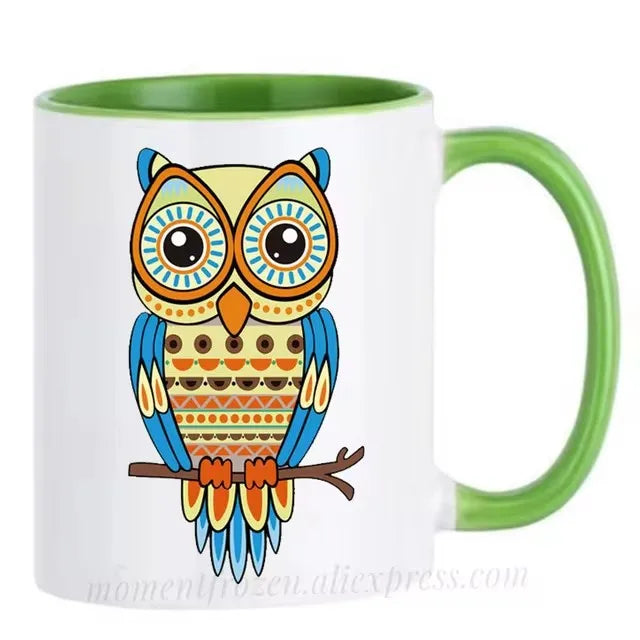 Cute Owl Cup Caffeine Cocoa Coffee Mugs Tea Mugen Friend Gifts Home Decal Milk Tableware Coffeeware Teaware Beer Drinkware