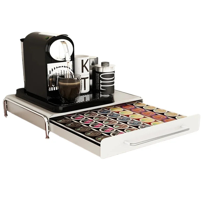 Capsule Coffee Display Rack Storage Drawer and Bar Table Top Organizer Tea Bag Storage Box Coffee Machine Base Drawer