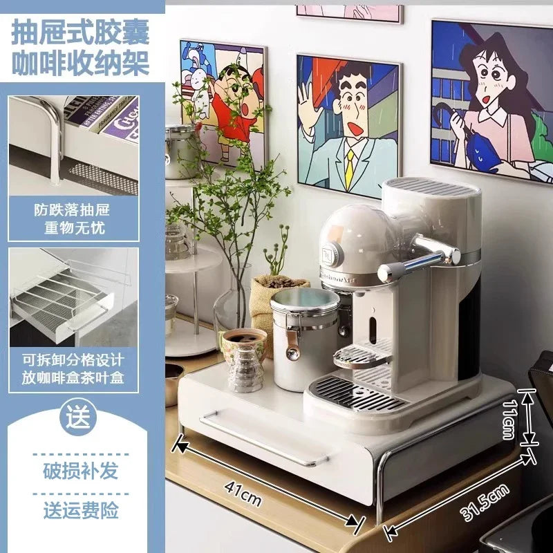 Capsule Coffee Display Rack Storage Drawer and Bar Table Top Organizer Tea Bag Storage Box Coffee Machine Base Drawer