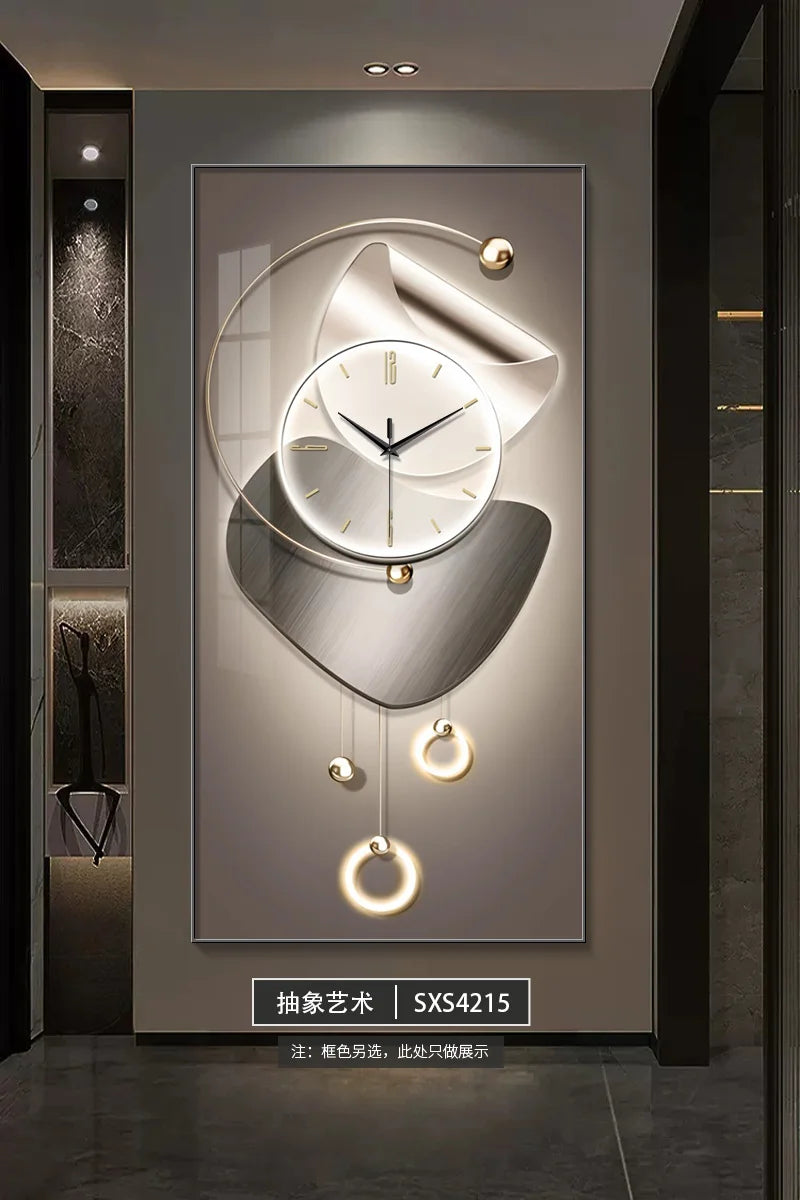Modern simple porch decorative painting clock wall clock new corridor corridor hanging painting living room clock hanging wall