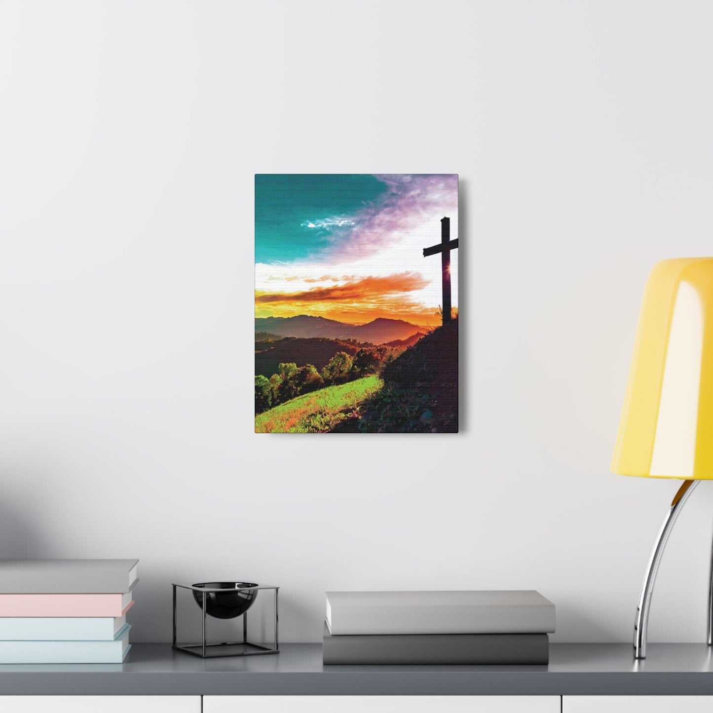 Canvas Wall Art Decor, Cross on Hilltop