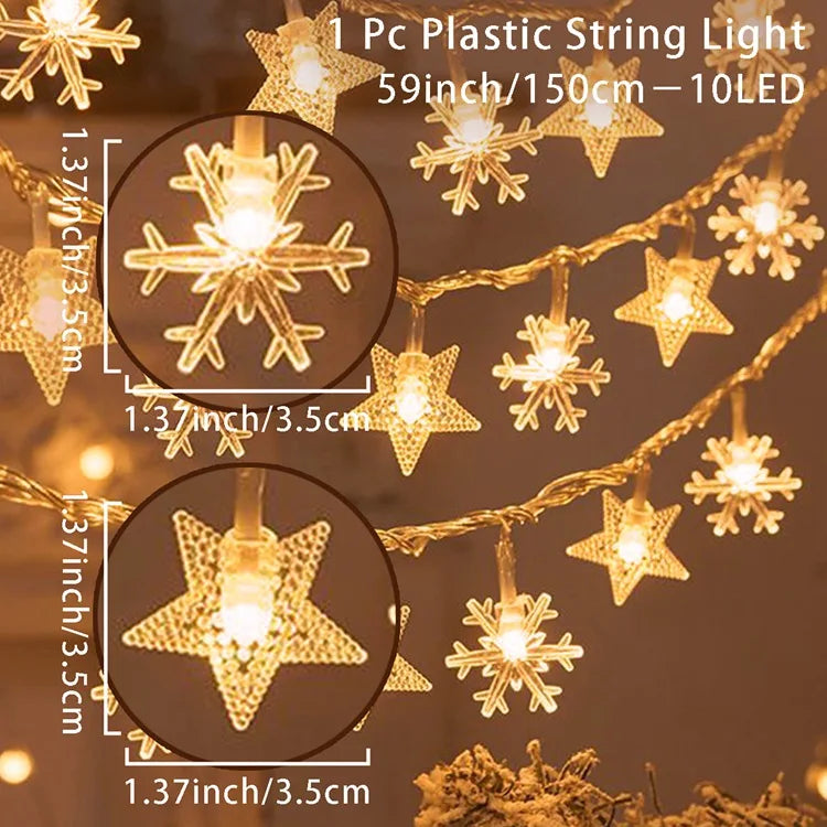 Christmas Tree Snowflake LED String Lights Banner Christmas Decoration 2023 for Home Navidad Xmas Tree Decor Fairy Light Pendant