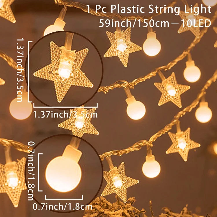 Christmas Tree Snowflake LED String Lights Banner Christmas Decoration 2023 for Home Navidad Xmas Tree Decor Fairy Light Pendant
