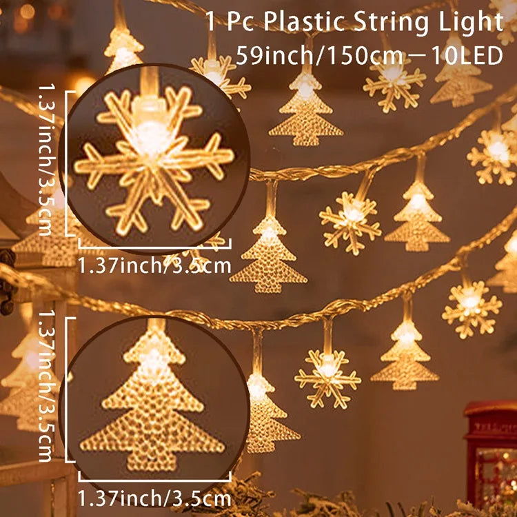 Christmas Tree Snowflake LED String Lights Banner Christmas Decoration 2023 for Home Navidad Xmas Tree Decor Fairy Light Pendant