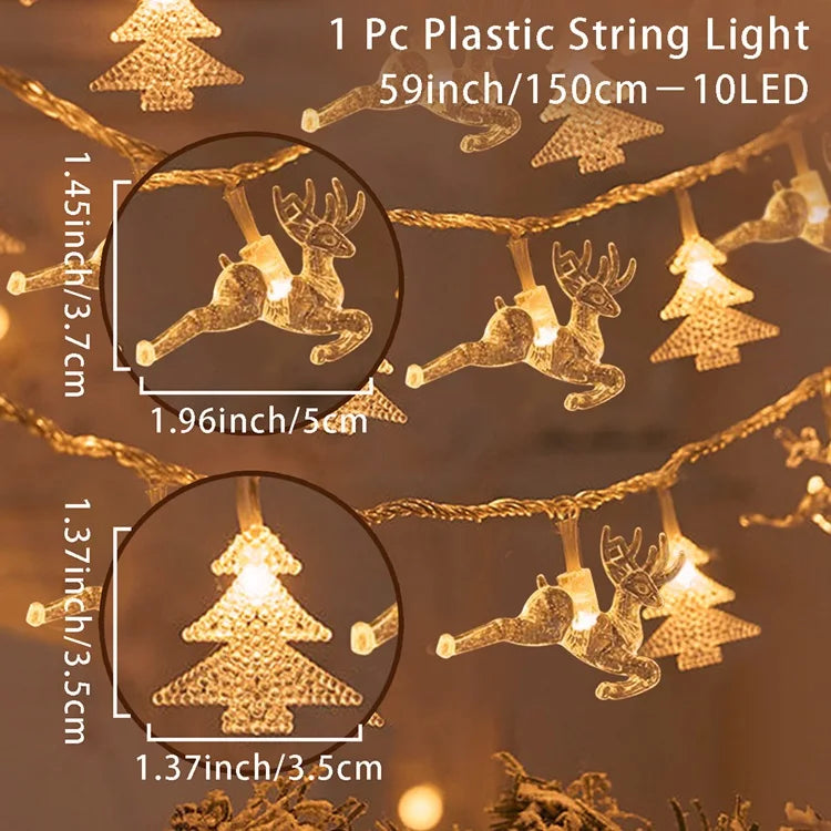 Christmas Tree Snowflake LED String Lights Banner Christmas Decoration 2023 for Home Navidad Xmas Tree Decor Fairy Light Pendant