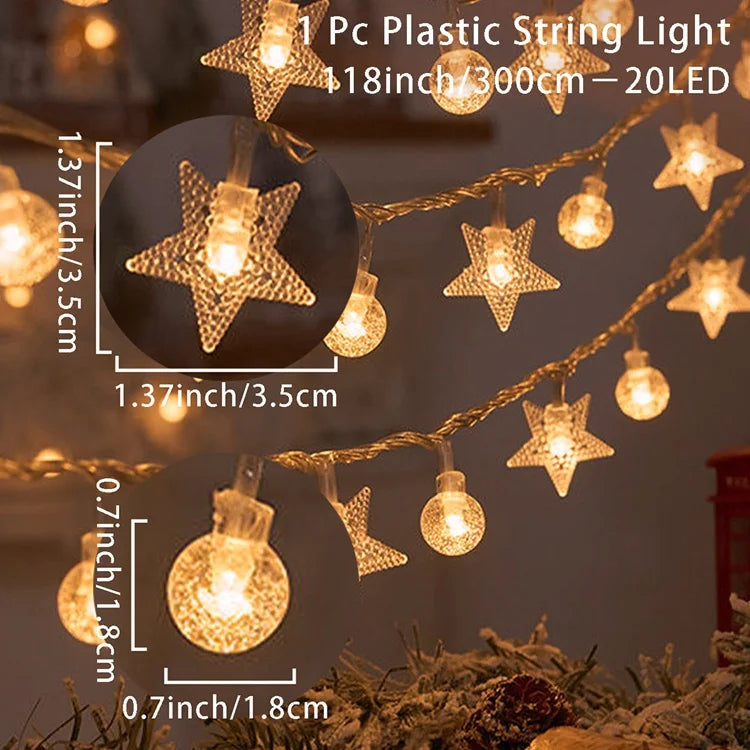 Christmas Tree Snowflake LED String Lights Banner Christmas Decoration 2023 for Home Navidad Xmas Tree Decor Fairy Light Pendant