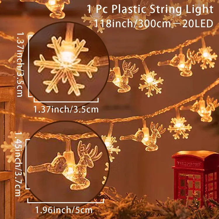Christmas Tree Snowflake LED String Lights Banner Christmas Decoration 2023 for Home Navidad Xmas Tree Decor Fairy Light Pendant
