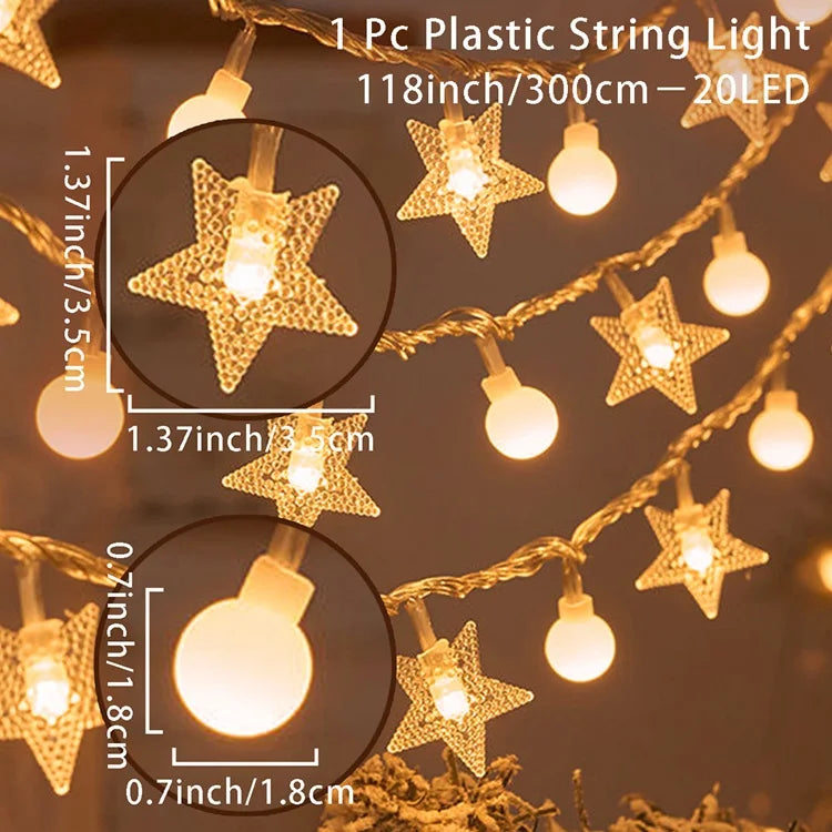 Christmas Tree Snowflake LED String Lights Banner Christmas Decoration 2023 for Home Navidad Xmas Tree Decor Fairy Light Pendant