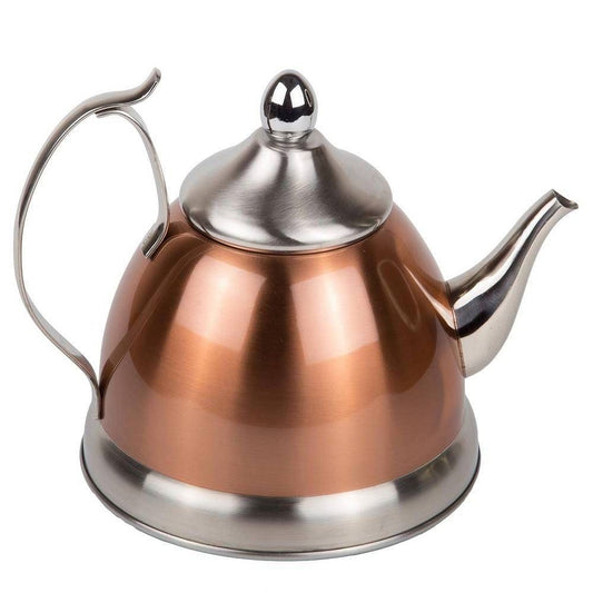 1 Quart Stainless Steel Teapot Kettle in Copper Finish with Tea