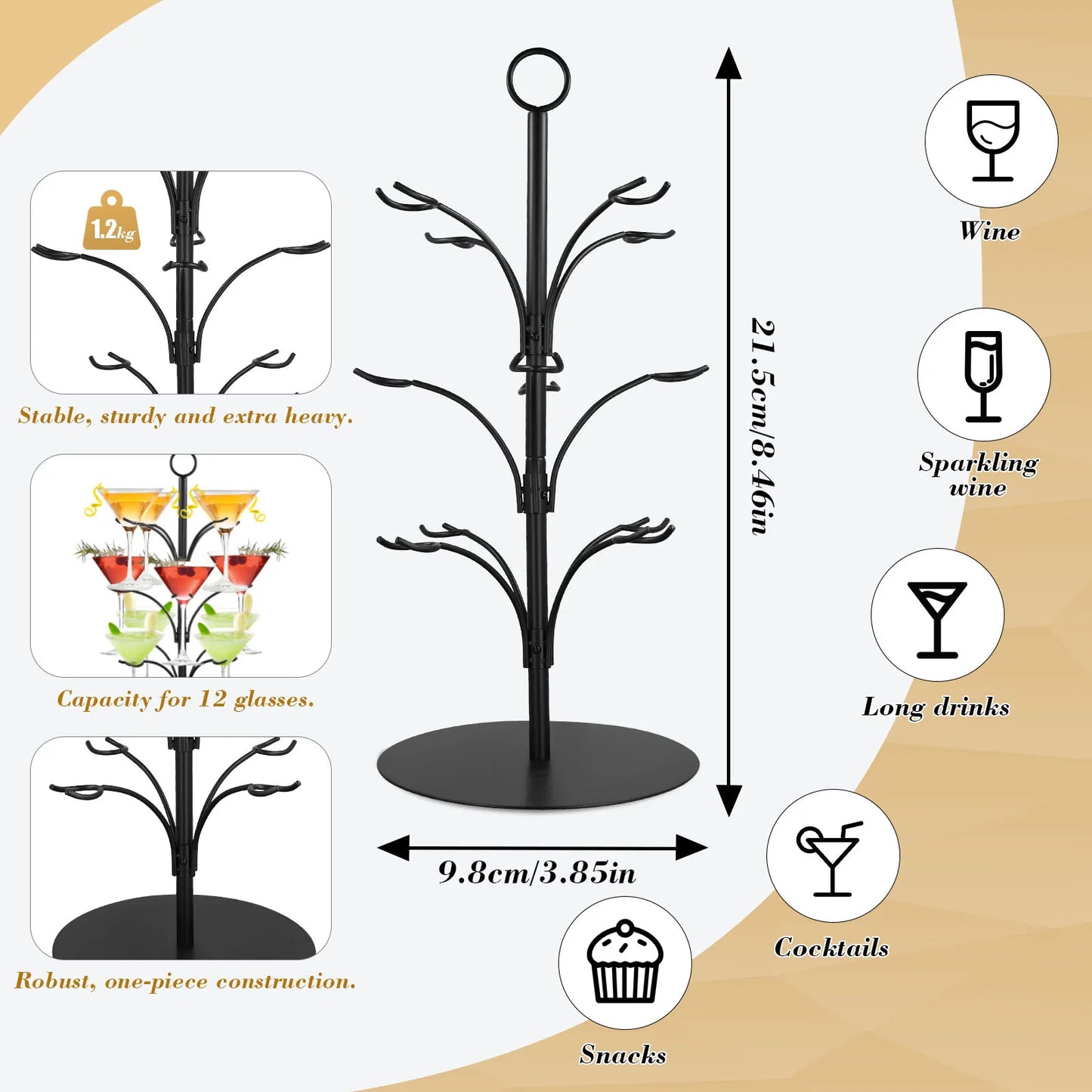 Drinks tower serving tree for cocktails Aperol tower for 8 glasses - birthday gift for women Aperol gift, Sarti Rosa Aperitif
