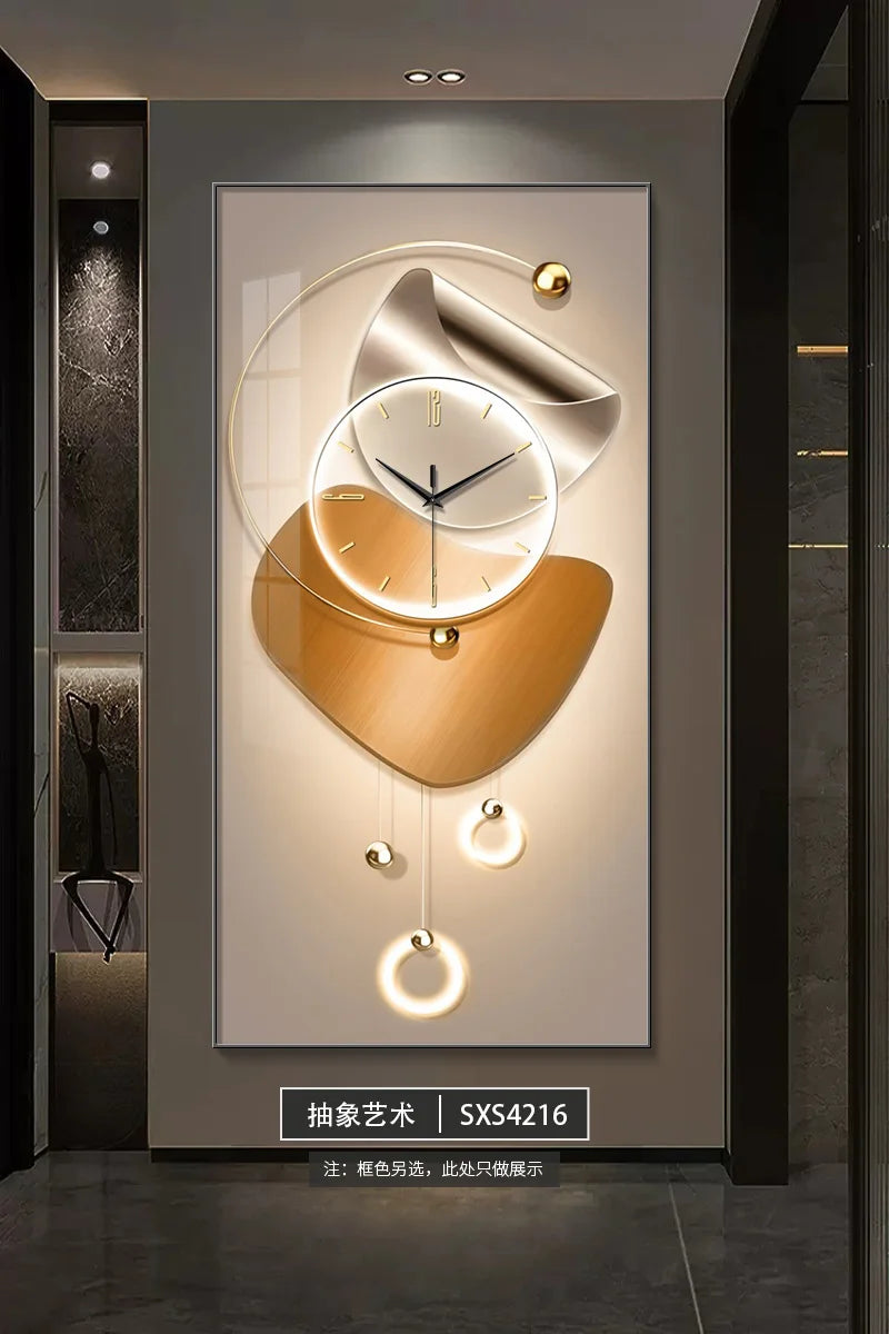 Modern simple porch decorative painting clock wall clock new corridor corridor hanging painting living room clock hanging wall
