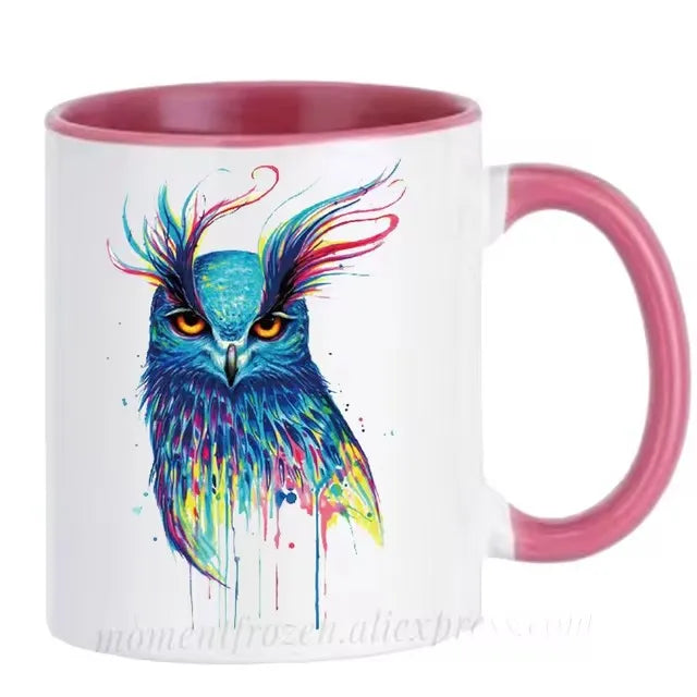 Cute Owl Cup Caffeine Cocoa Coffee Mugs Tea Mugen Friend Gifts Home Decal Milk Tableware Coffeeware Teaware Beer Drinkware
