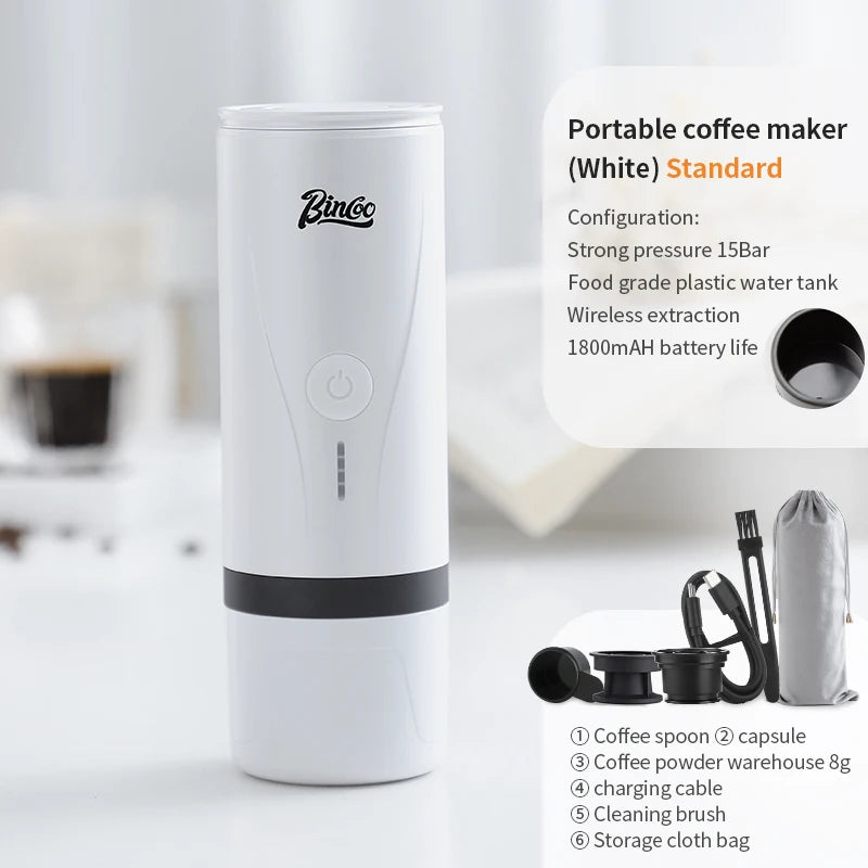 Bincoo portable capsule coffee machine Italian outdoor camping coffee powder capsule dual-use electric non plug in