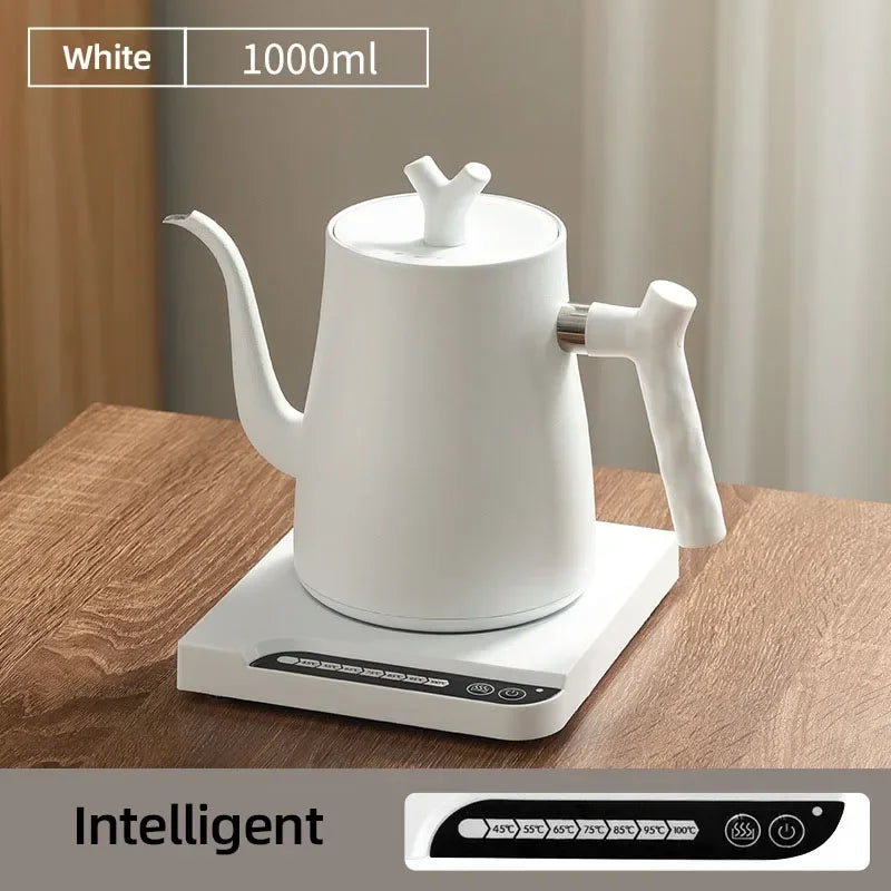 1000W Gooseneck Electric Kettle Hand Brewing Coffee Pot Smart Temperature Control Teapot 1.0L Slender Mouth Pot Boil Water Jug