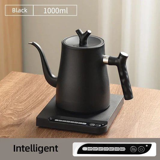 1000W Gooseneck Electric Kettle Hand Brewing Coffee Pot Smart Temperature Control Teapot 1.0L Slender Mouth Pot Boil Water Jug