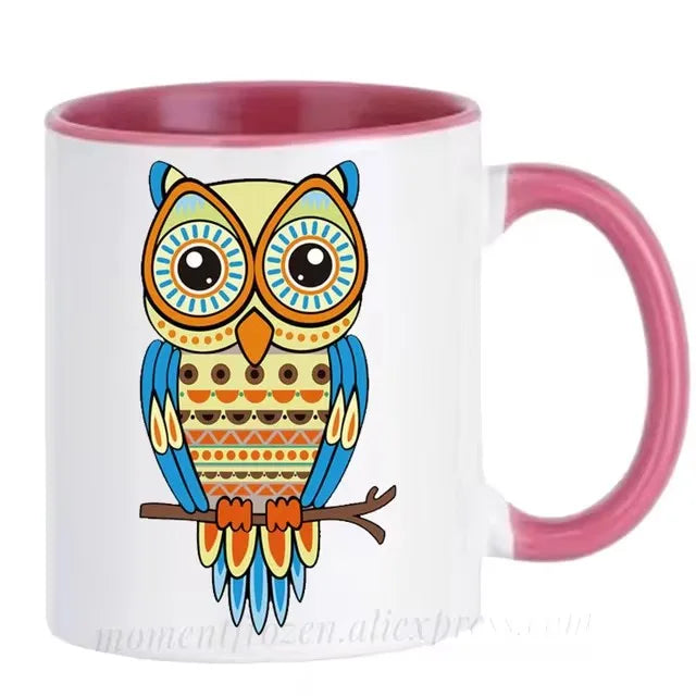 Cute Owl Cup Caffeine Cocoa Coffee Mugs Tea Mugen Friend Gifts Home Decal Milk Tableware Coffeeware Teaware Beer Drinkware