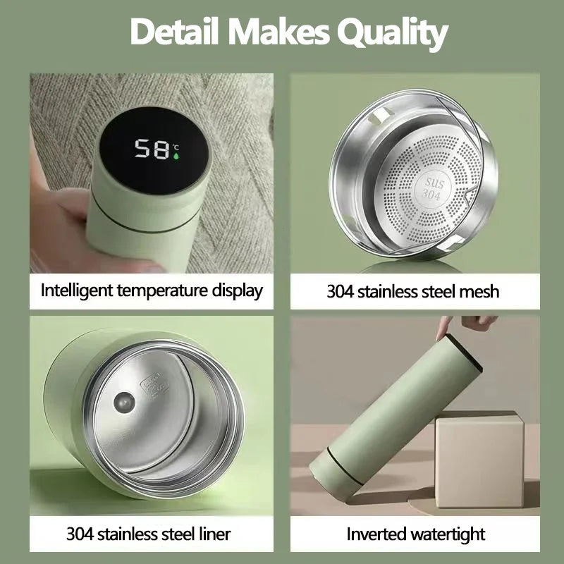 Intelligent Temperature Display Thermal Mug 304 Stainless Steel Thermos Bottle Long-lasting Heat Preservation Cute Water Bottle