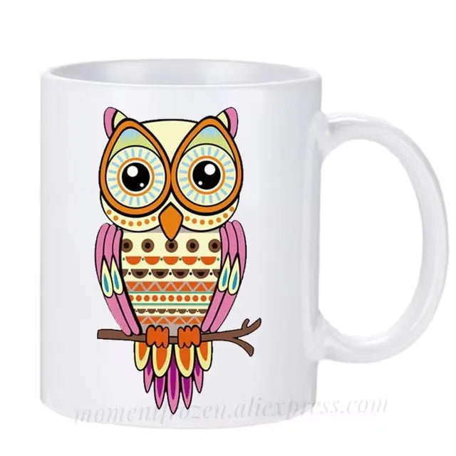 Cute Owl Cup Caffeine Cocoa Coffee Mugs Tea Mugen Friend Gifts Home Decal Milk Tableware Coffeeware Teaware Beer Drinkware