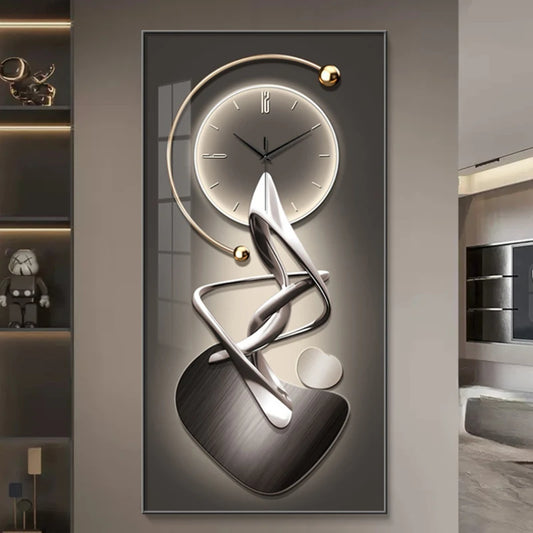 Modern simple porch decorative painting clock wall clock new corridor corridor hanging painting living room clock hanging wall