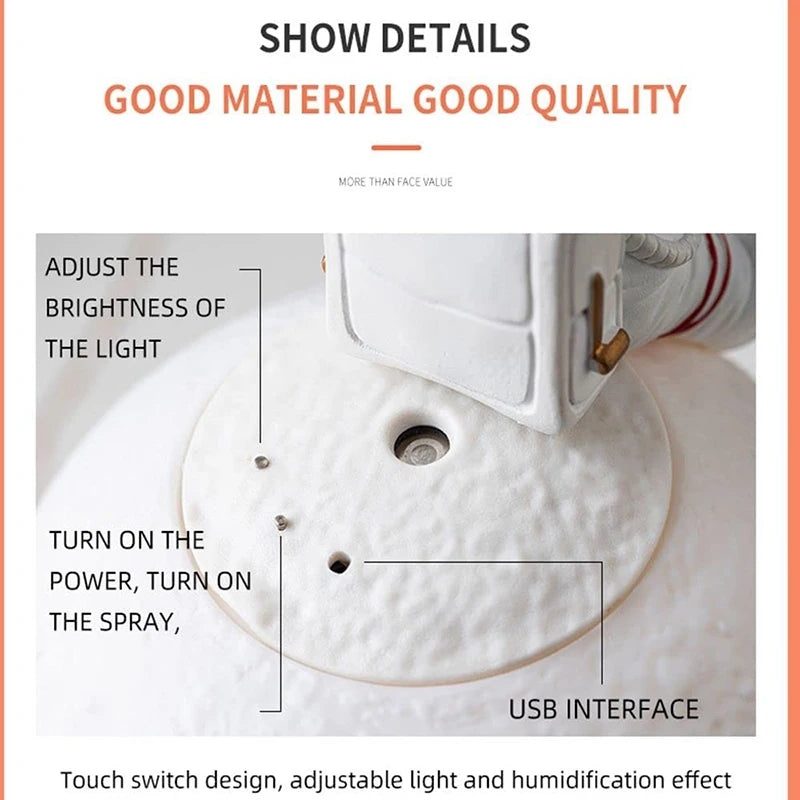 Astronaut Figurines Home Decoration Space Man Miniature Night Light Humidifier Cold Fog Machine Aroma Diffuser Accessories