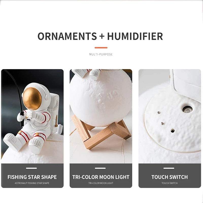 Astronaut Figurines Home Decoration Space Man Miniature Night Light Humidifier Cold Fog Machine Aroma Diffuser Accessories