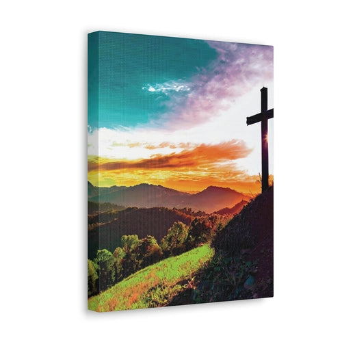 Canvas Wall Art Decor, Cross on Hilltop