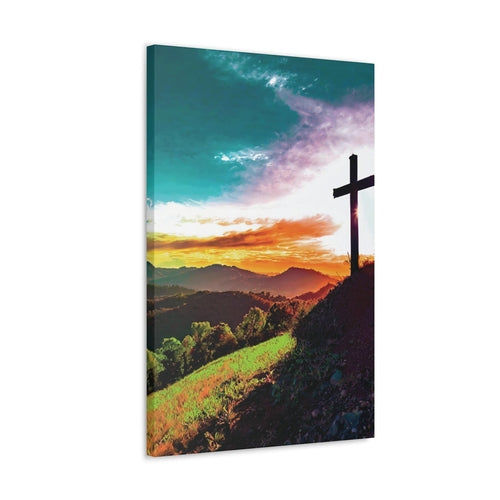 Canvas Wall Art Decor, Cross on Hilltop